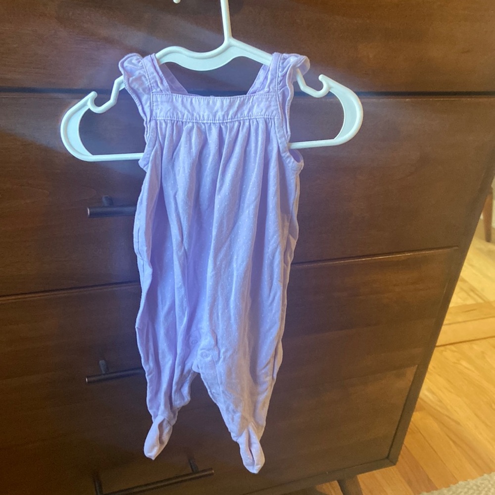 BabyGap one piece. Purple with tiny white polka dots. 0-3 months